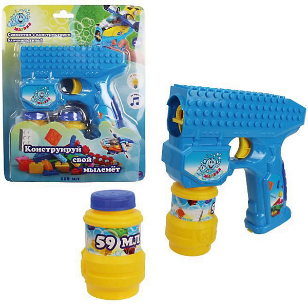 

Мыльные пузыри 1Toy "Мы-шарики!", Пистолет на батарейках, 2 бутылочки по 59 мл, Разноцветный