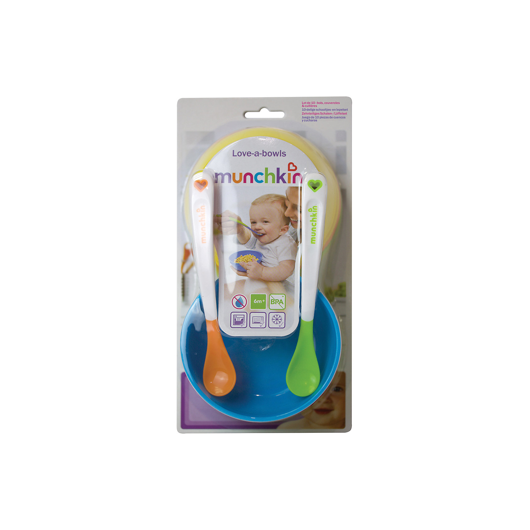 

Набор мисок Munchkin с ложечками, Разноцветный