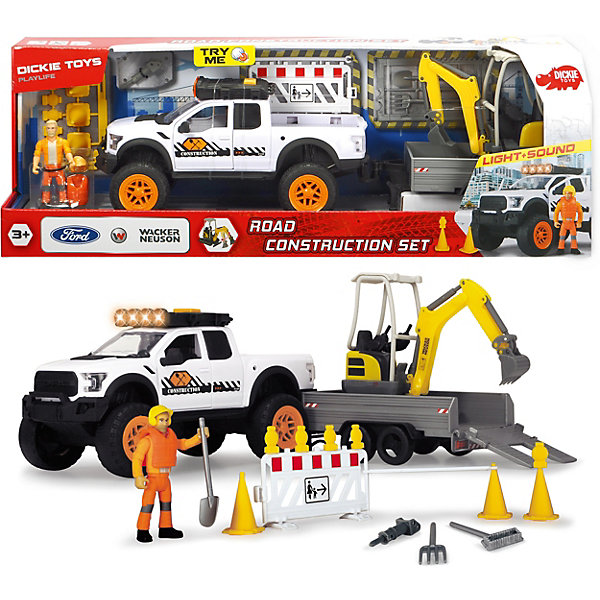 

Игровой набор Dickie Toys Playlife "Ремонт дороги с экскаватором", 22 аксессуара