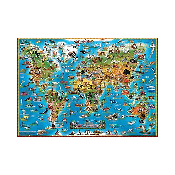 фото Детская карта мира "Животные", настольная Агт геоцентр