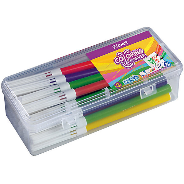 

Фломастеры Luxor Coloring, 24 цвета, смываемые, в пенале