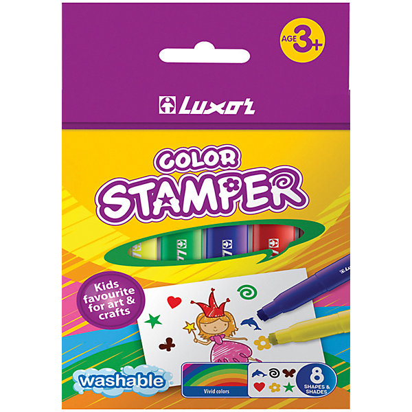 

Фломастеры-штампы Luxor Color Stamper, 8 цветов, смываемые