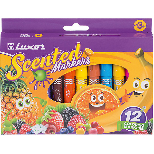 

Фломастеры Luxor ColourMaxx, 12 цветов, ароматизированные, смываемые