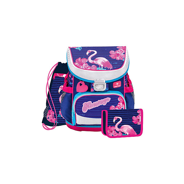 фото Ранец Belmil Mini-fit Flamingo, с наполнением, сине-розовый