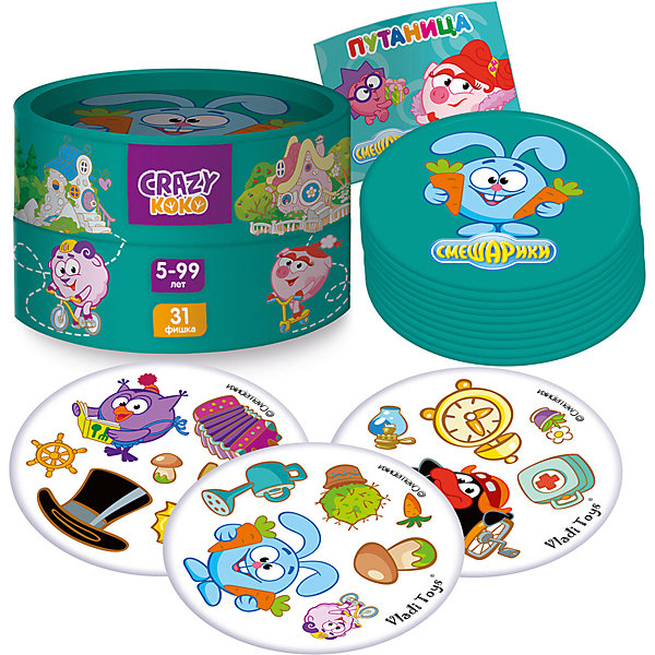 

Настольная игра Vladi Toys Смешарики "Путаница", 31 фишка