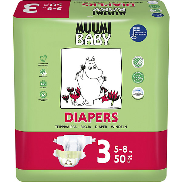 

Подгузники Muumi Midi 5-8 кг, 50 штук