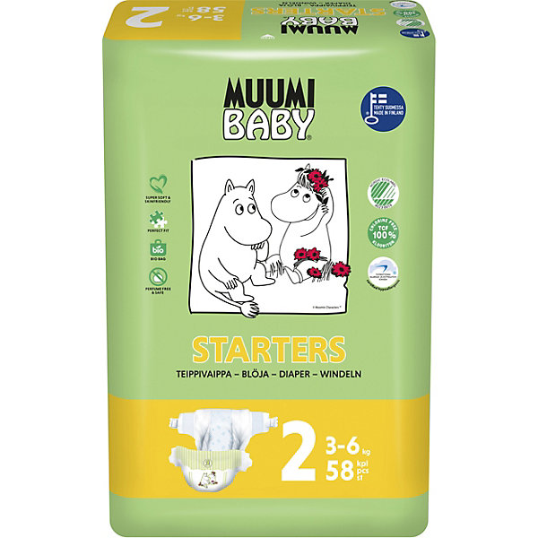 

Подгузники Muumi Mini 3-6 кг, 58 штук