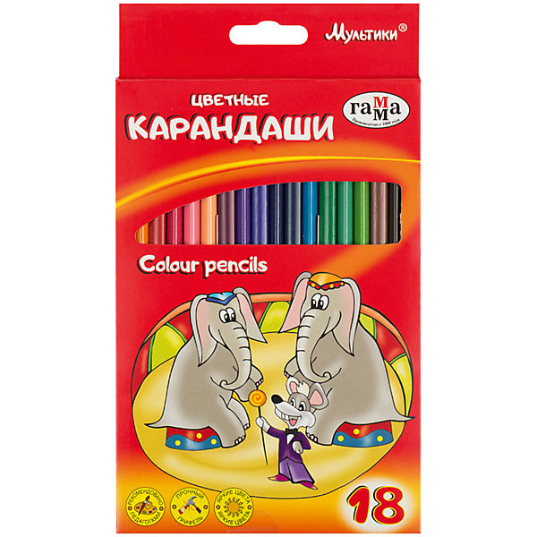 фото Цветные карандаши Гамма "Мультики", 18 цветов