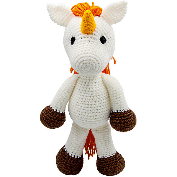 

Вязаная игрушка Niki Toys Единорог Блёстка, 40см, Оранжевый/белый, Вязаная игрушка Niki Toys Единорог Блёстка, 40см