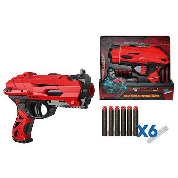 

Игровой набор Junfra Бластер с мягкими снарядами, 6 шт, Красный