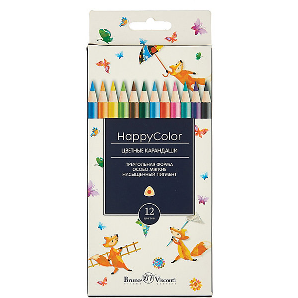

Карандаши цветные Happycolor, 12 цветов, Bruno Visconti
