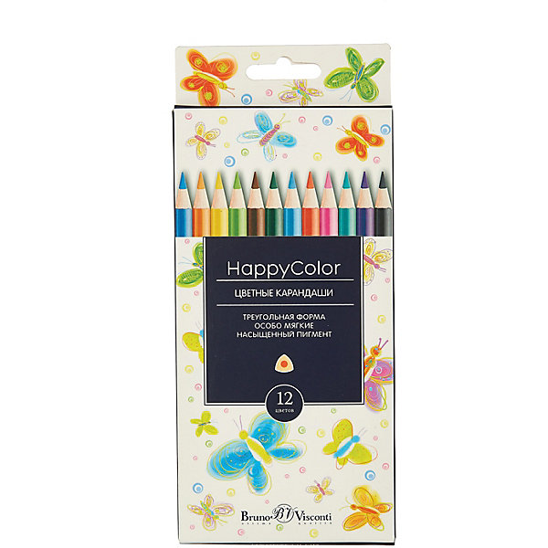 

Карандаши цветные HappyColor, 12 цветов, Bruno Visconti