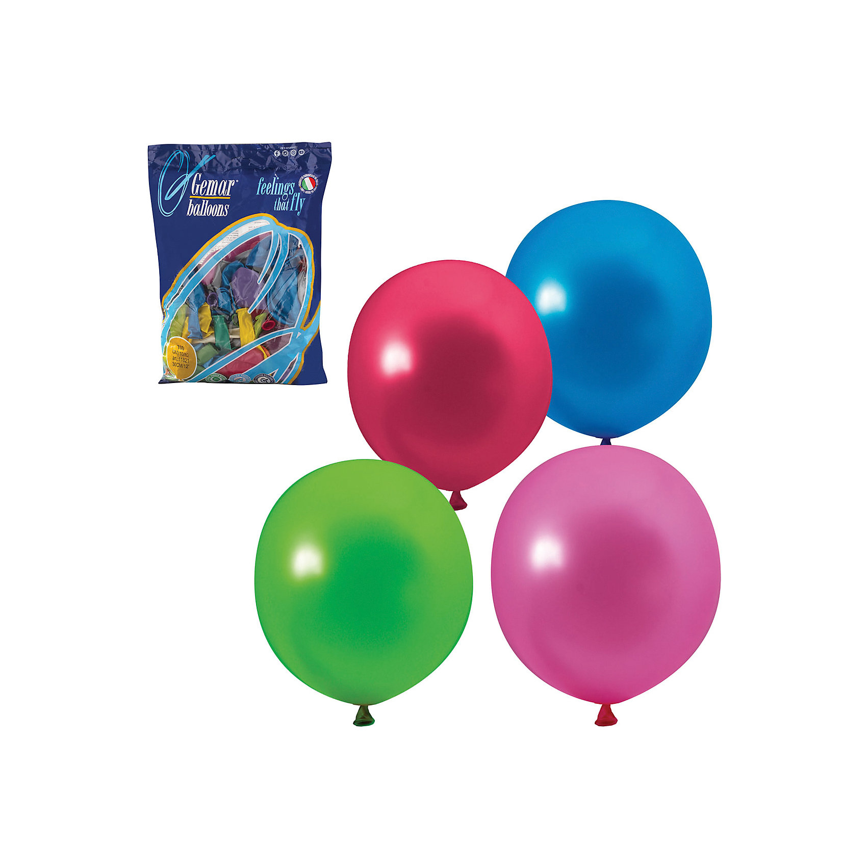 фото Воздушные шары Веселая затея, 100 шт, металлик