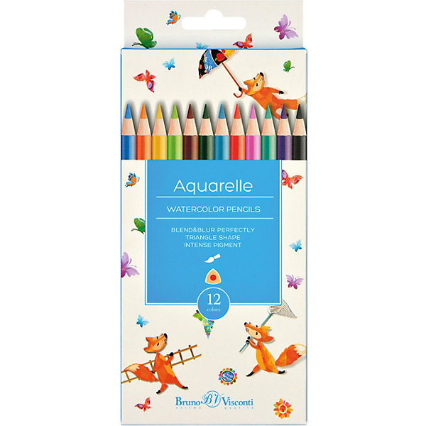 

Карандаши акварельные HappyColor, 12 цветов, Bruno Visconti, Разноцветный
