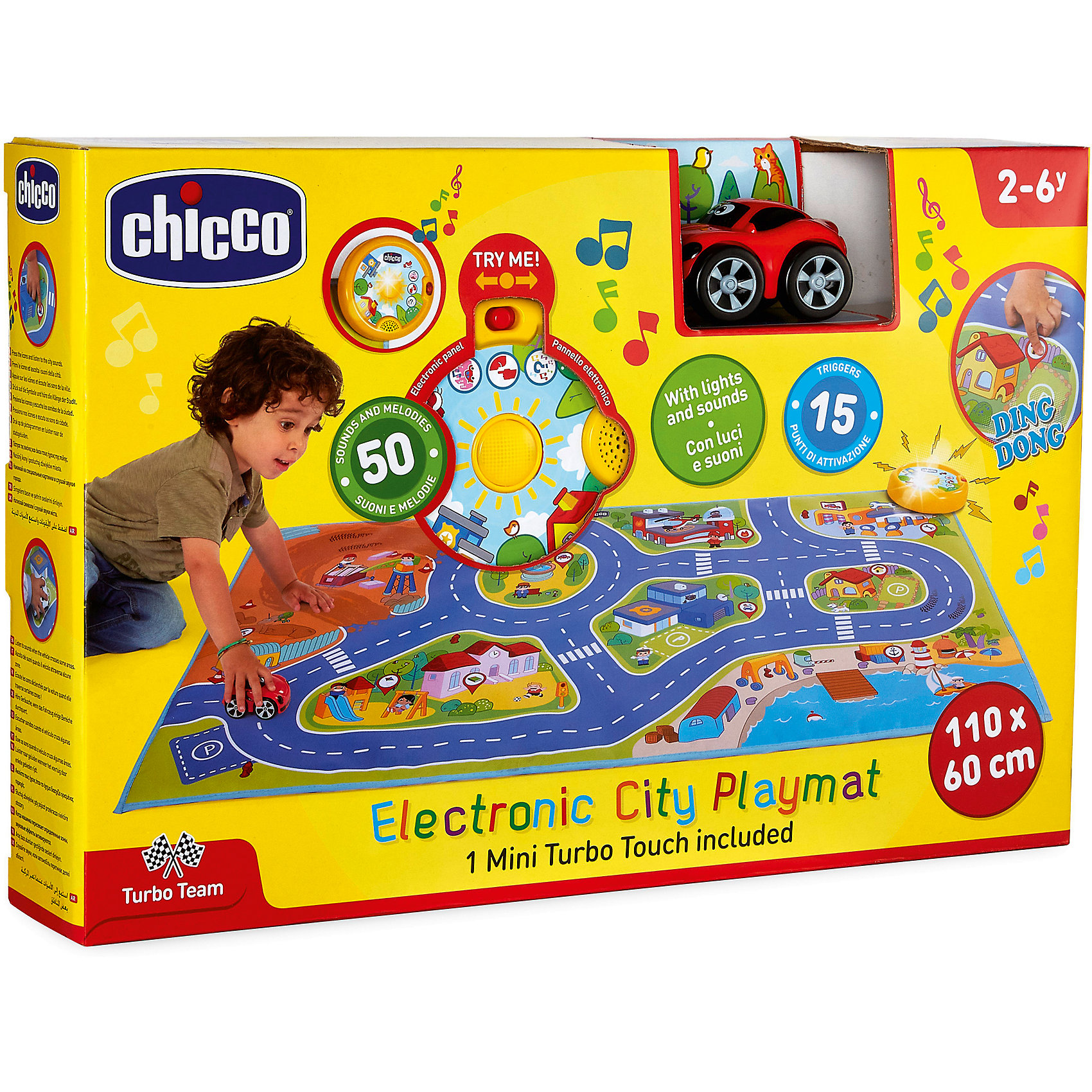 фото Игровой коврик с машинками Chicco "Mini Turbo Touch City Playmat" (110х60 см)