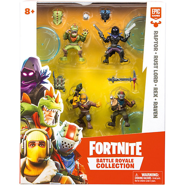 

Игровой набор Moose Fortnite Raptor & Rust Lord & Rex & Raven, 4 фигурки, Разноцветный