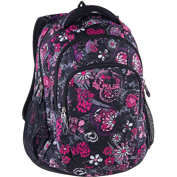 

Рюкзак Pulse Teens Black flower, черный, Разноцветный, Рюкзак Pulse Teens Black flower, черный