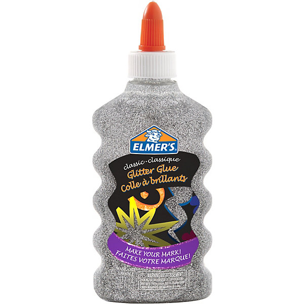 

Клей для слаймов Elmer's, с серебристыми блестками, 177 мл, Серый