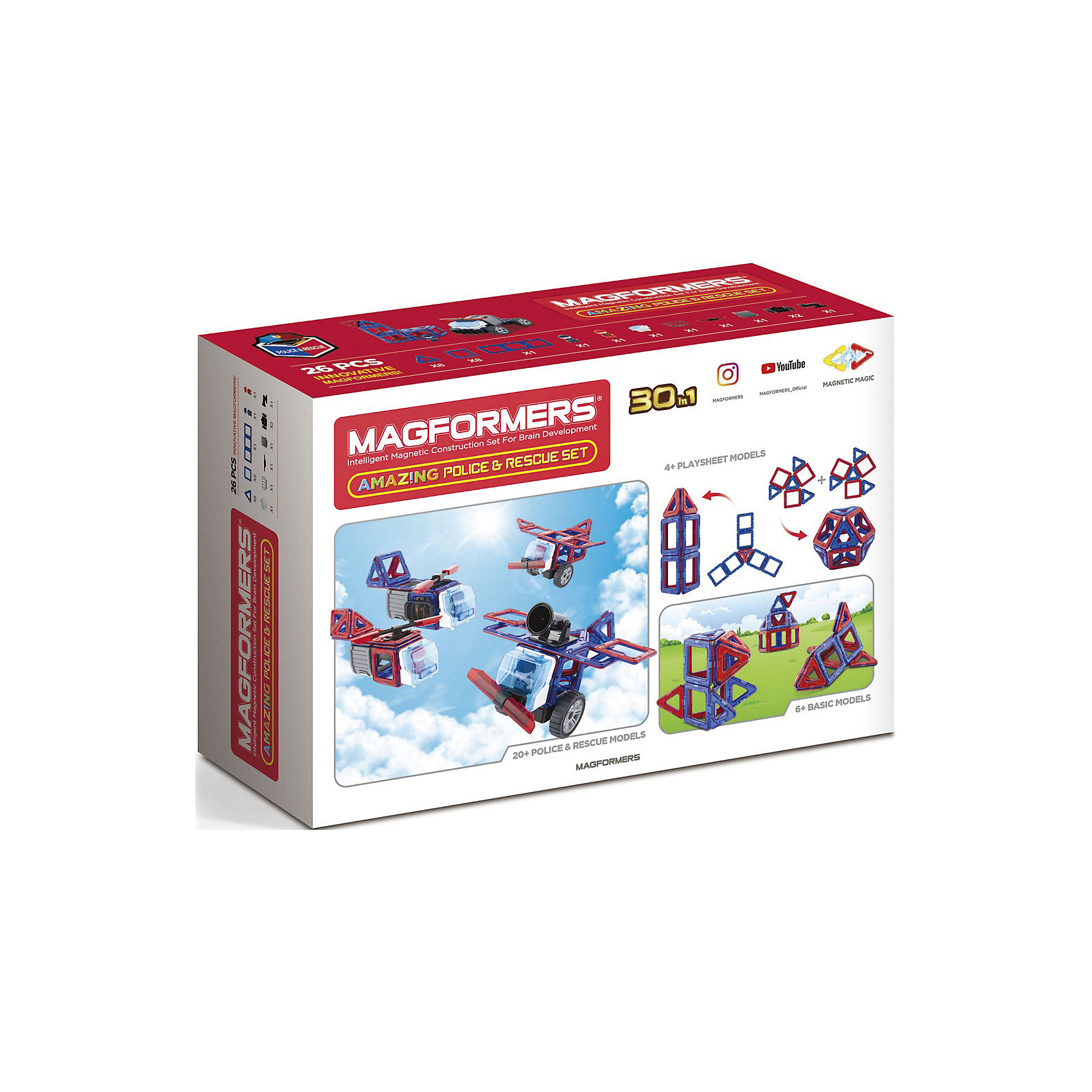 Магнитный конструктор Amazing Police & Rescue Set Magformers 12355941