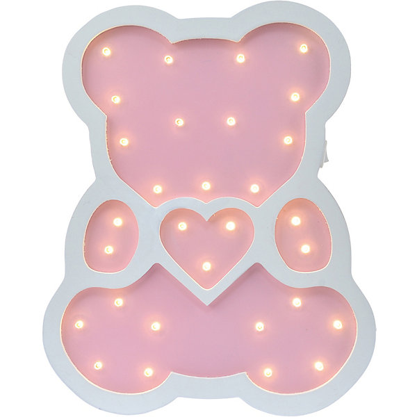 Светильник настенный Ночной лучик "Мишка с сердцем", розовый 12370838