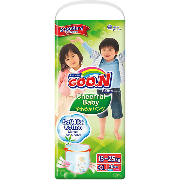 

Подгузники-трусики Goon Cheerful Baby XXL 15-25 кг. 34 штуки