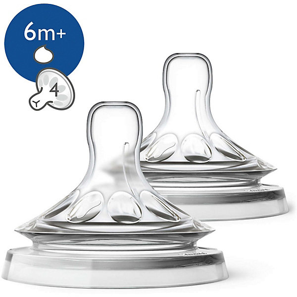 

Силиконовая соска Philips Avent Natural для густых жидкостей, с 6 мес, 2 шт, Transparent