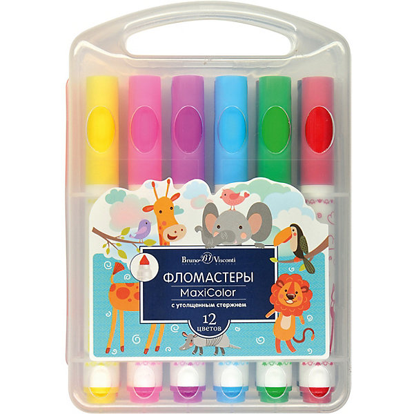 

Фломастеры утолщенные BrunoVisconti MaxiColor, 12 цветов