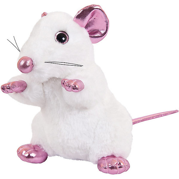 Мягка игрушка Крыса белая с розовыми лапками 19 см ABtoys 12539838