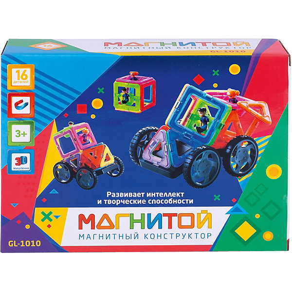 

Магнитный конструктор "Магнитой", Машинка с 2 героями, 16 деталей