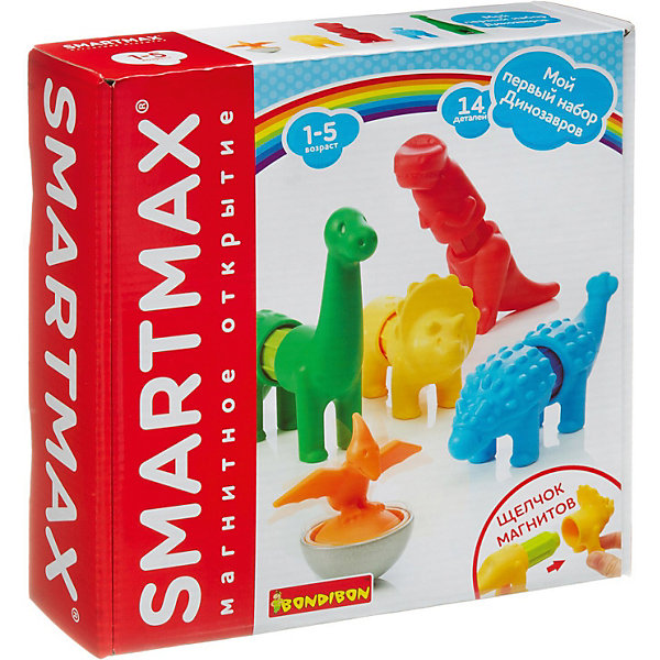 

Магнитный конструктор Bondibon SmartMax "Мой первый набор динозавров", 14 деталей
