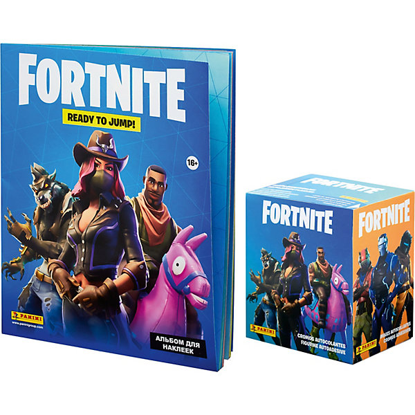 фото Альбом Panini Fortnite и бокс с наклейками, 50 пакетиков в боксе