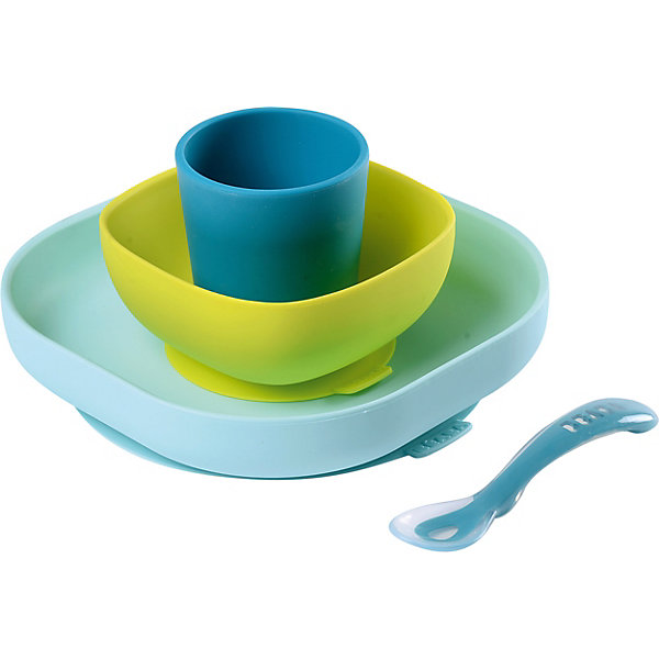 фото Набор посуды Beaba Silicone Meal Set, голубой Béaba