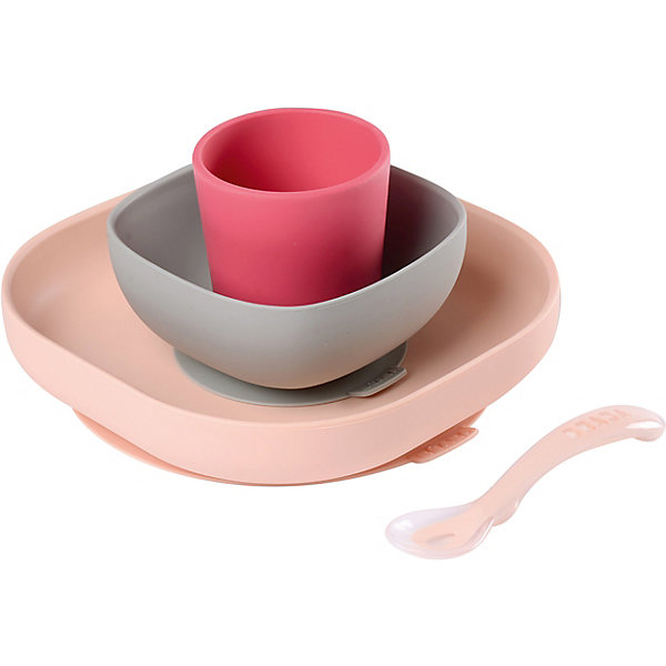 фото Набор посуды Beaba Silicone Meal Set, розовый Béaba