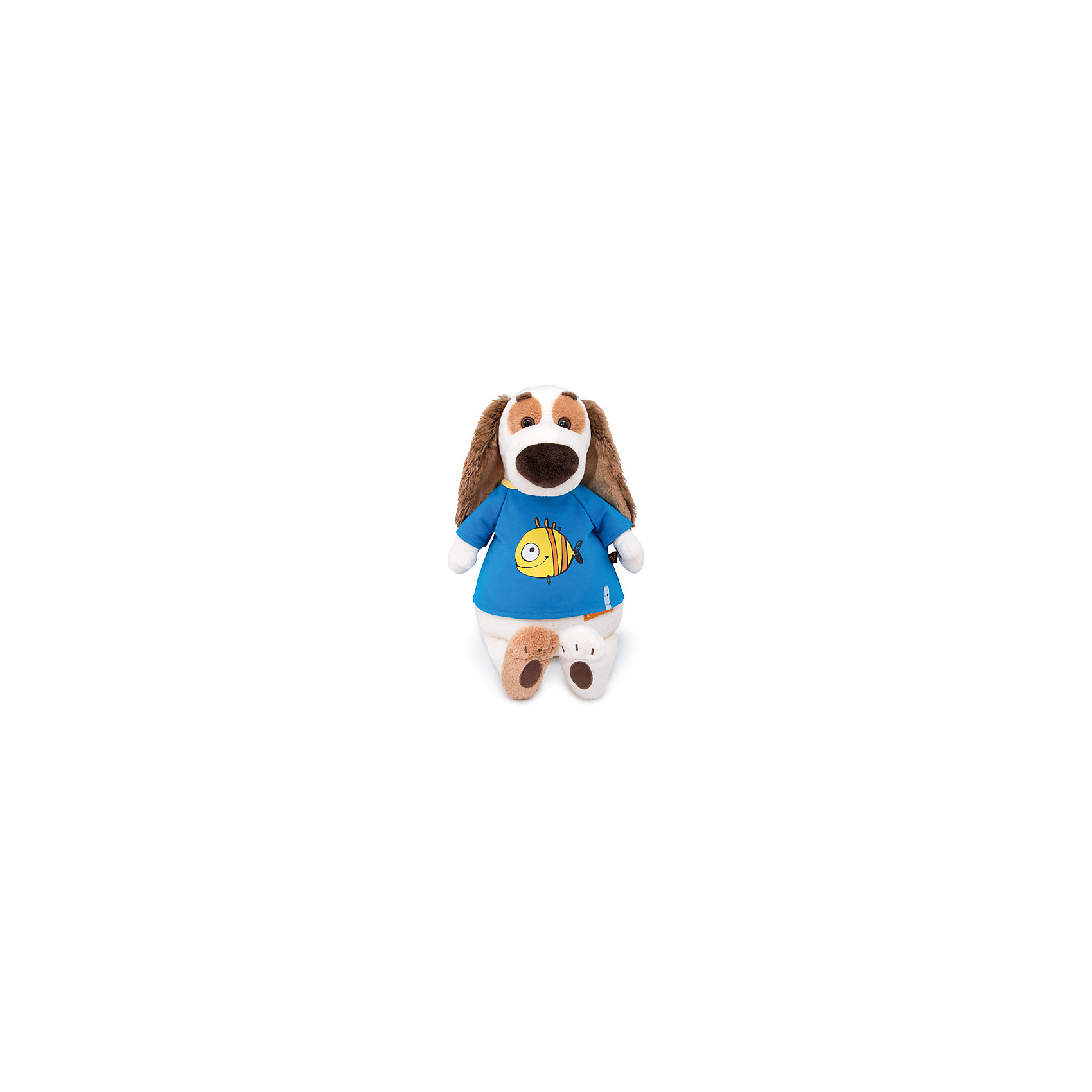 Мягкая игрушка Собака Бартоломей в футболке с принктом "Рыбка", 33 см Budi Basa 12781285