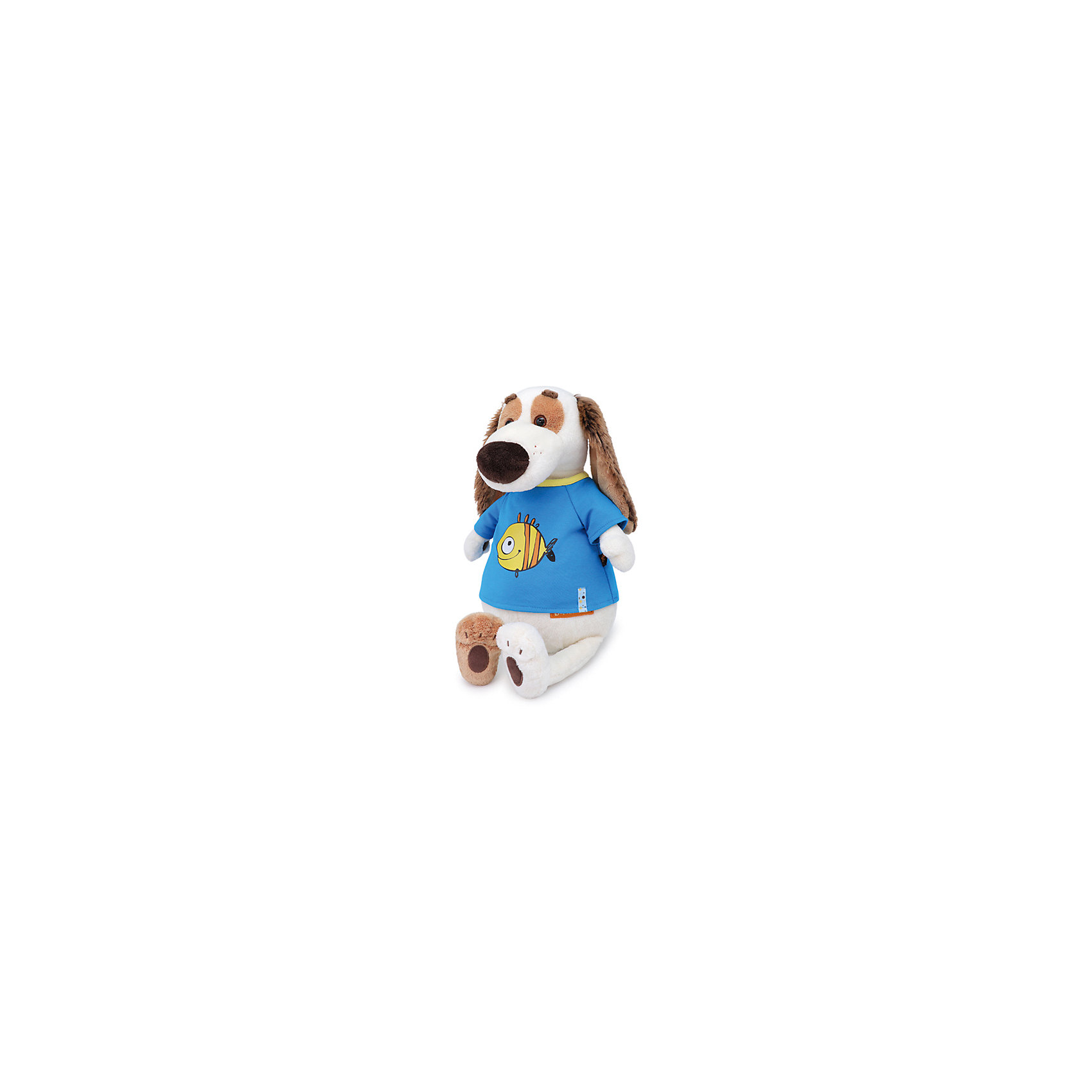 Мягкая игрушка Собака Бартоломей в футболке с принктом "Рыбка", 33 см Budi Basa 12781285