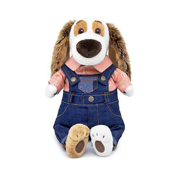 фото Мягкая игрушка Budi Basa Собака Бартоломей в джинсовом комбинезоне, 27 см