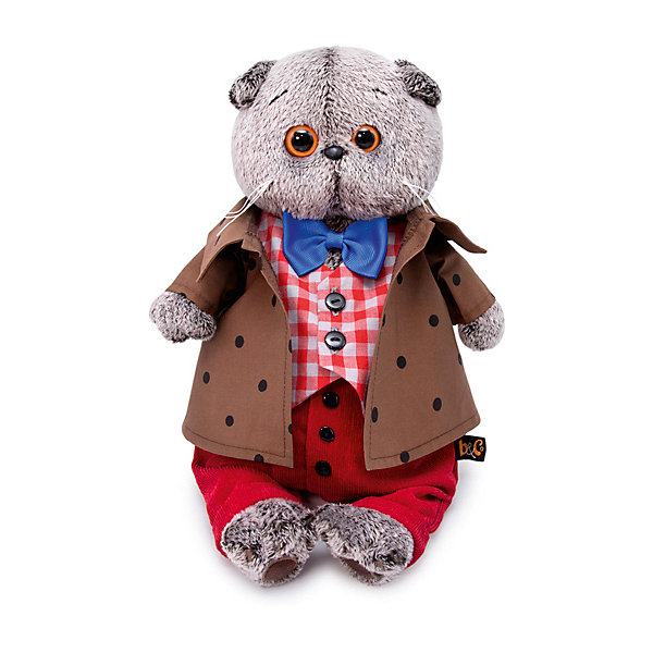 

Мягкая игрушка Budi Basa Кот Басик в костюме с бантом, 22 см, Коричневый