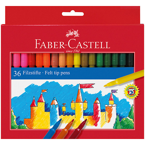 

Фломастеры Faber-Castell, 36 цветов, смываемые, Разноцветный
