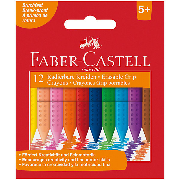 

Мелки пластиковые Faber-Castell Grip, 12 цветов, Разноцветный, Мелки пластиковые Faber-Castell Grip, 12 цветов