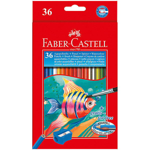 

Карандаши акварельные Faber-Castell, 36 цветов + кисть, Разноцветный, Карандаши акварельные Faber-Castell, 36 цветов + кисть