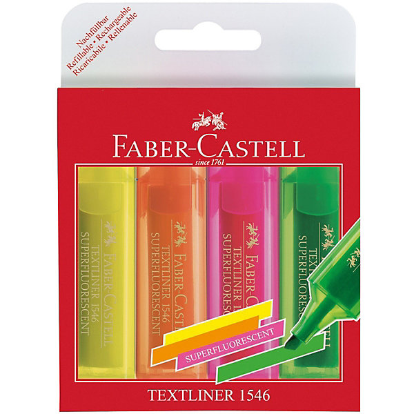 

Набор текстовыделителей Faber-Castell 46 Superfluorescent, 4 цвета, Разноцветный