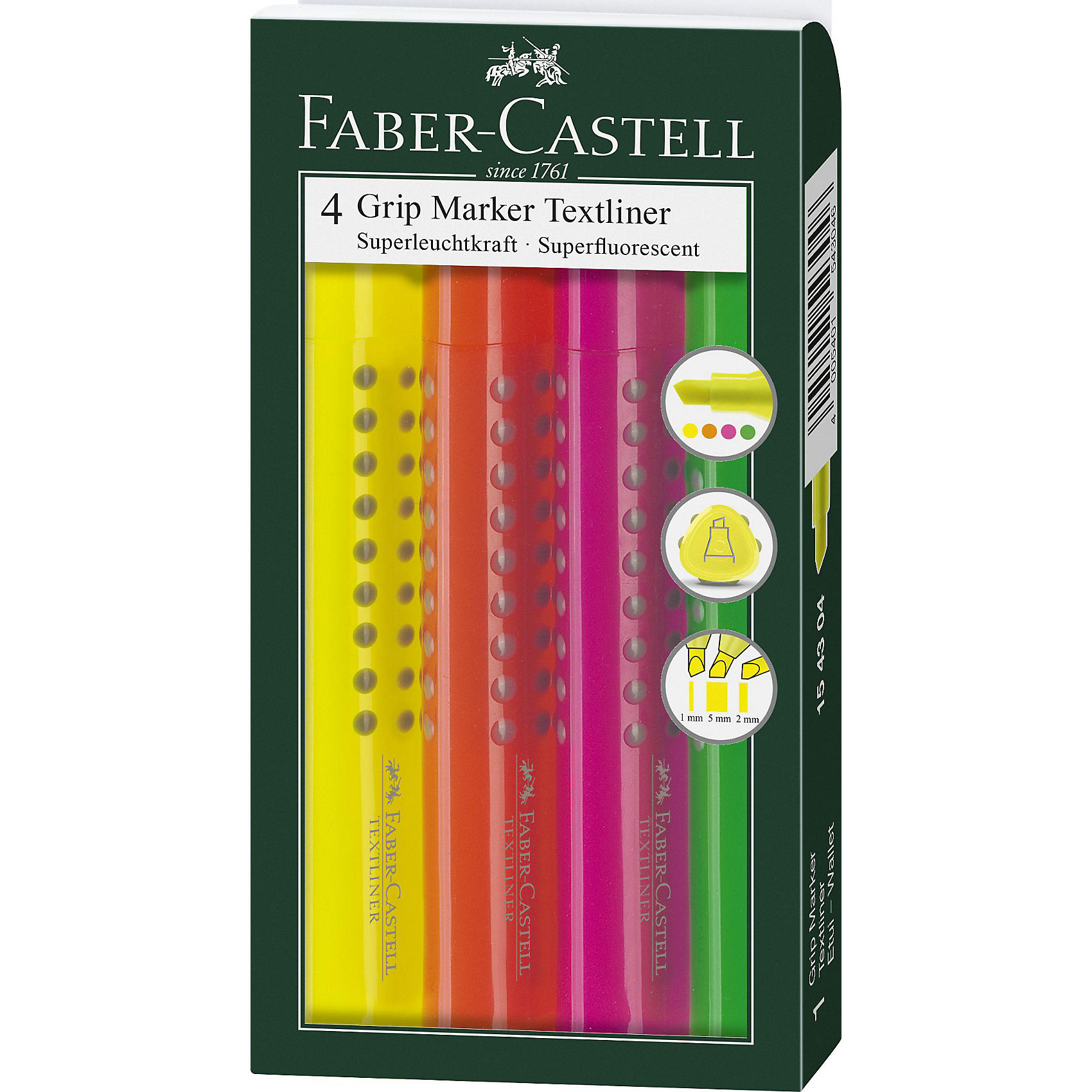 фото Набор текстовыделителей Faber-Castell Grip 1543, 4 цвета