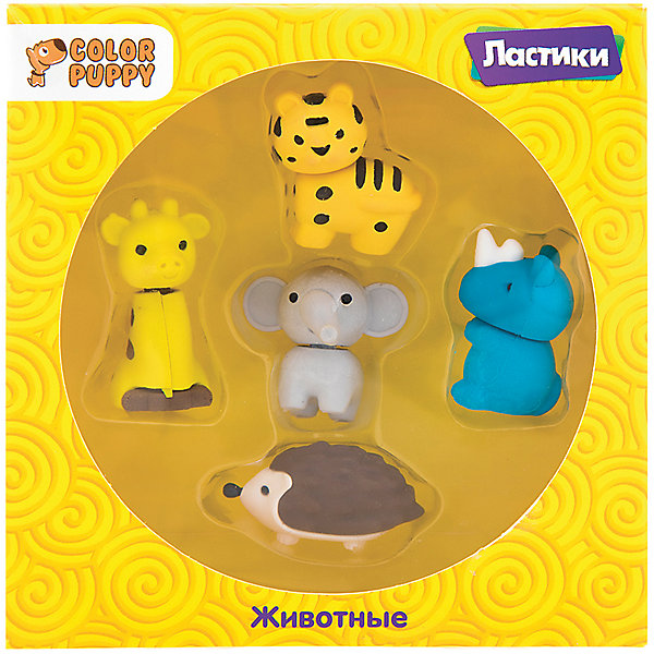 

Комплект ластиков Color Puppy "Животные", 5 шт, Разноцветный
