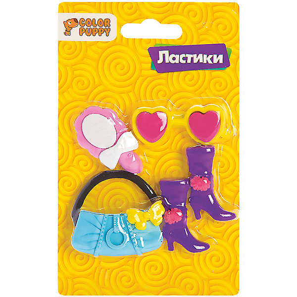 

Комплект ластиков Color Puppy "Модные штучки", 4 шт, Разноцветный