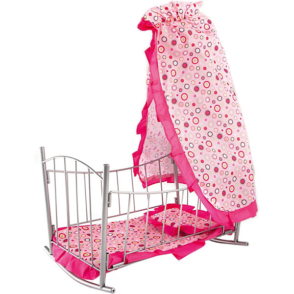 

Кроватка для кукол с балдахином Buggy Boom розовый с разноцветными кружочками, Кроватка для кукол с балдахином Buggy Boom с разноцветными кружочками