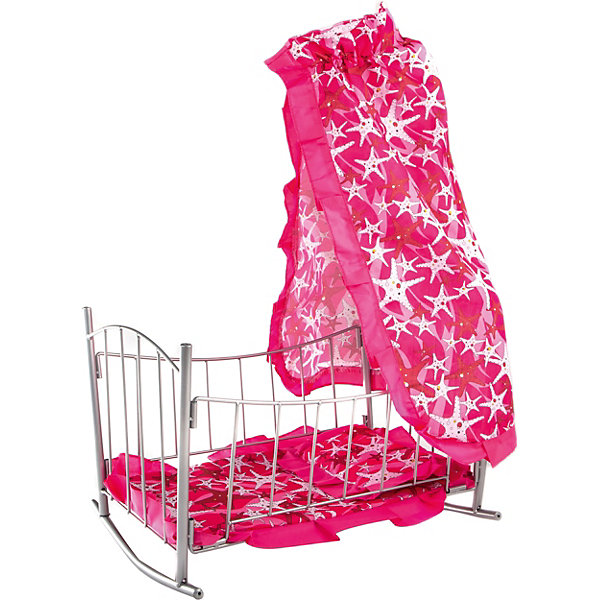 

Кроватка для кукол с балдахином Buggy Boom темно-розовый со звездами, Dunkellila