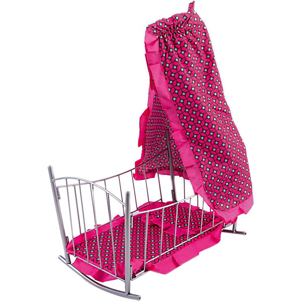 

Кроватка для кукол с балдахином Buggy Boom темно-розовый с узором, Кроватка для кукол с балдахином Buggy Boom с узором