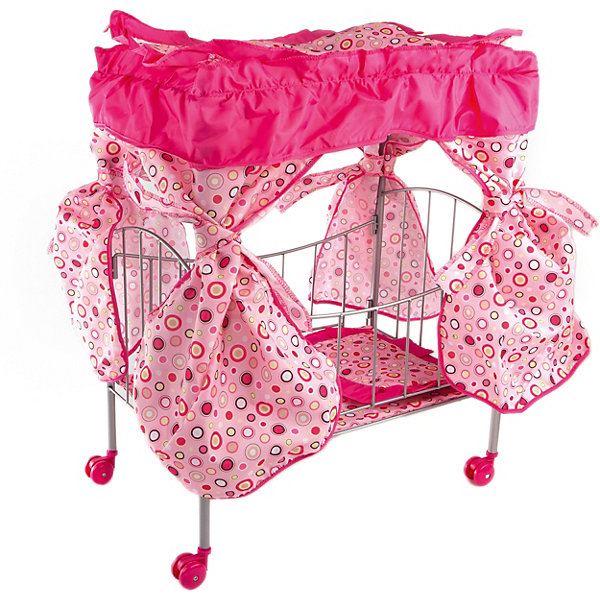 Кроватка с балдахином Loona, розовый с кружочками Buggy Boom 12907596