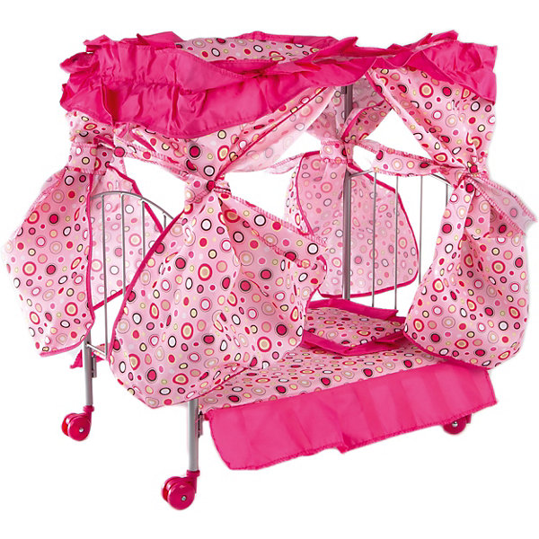 Кроватка с балдахином Loona, розовый с кружочками Buggy Boom 12907610