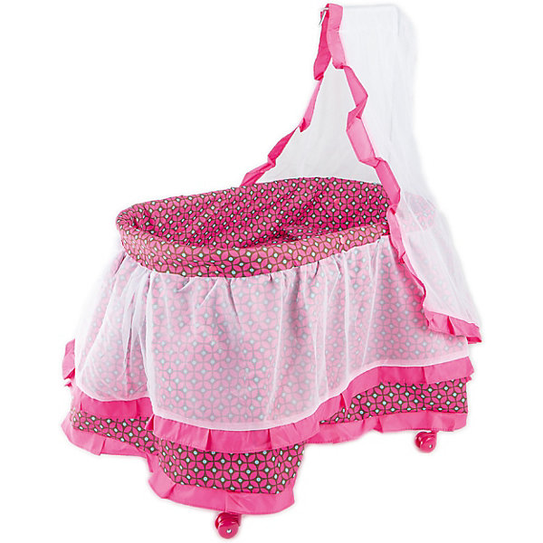 Кроватка с балдахином Loona, темно-розовый с узором Buggy Boom 12907626